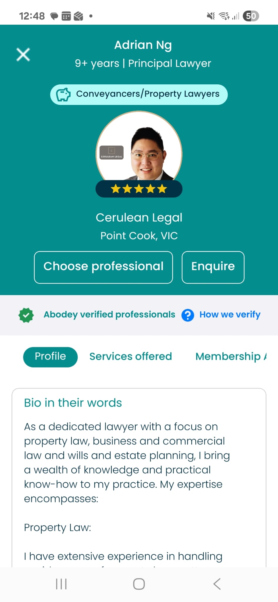 Conveyancer profile